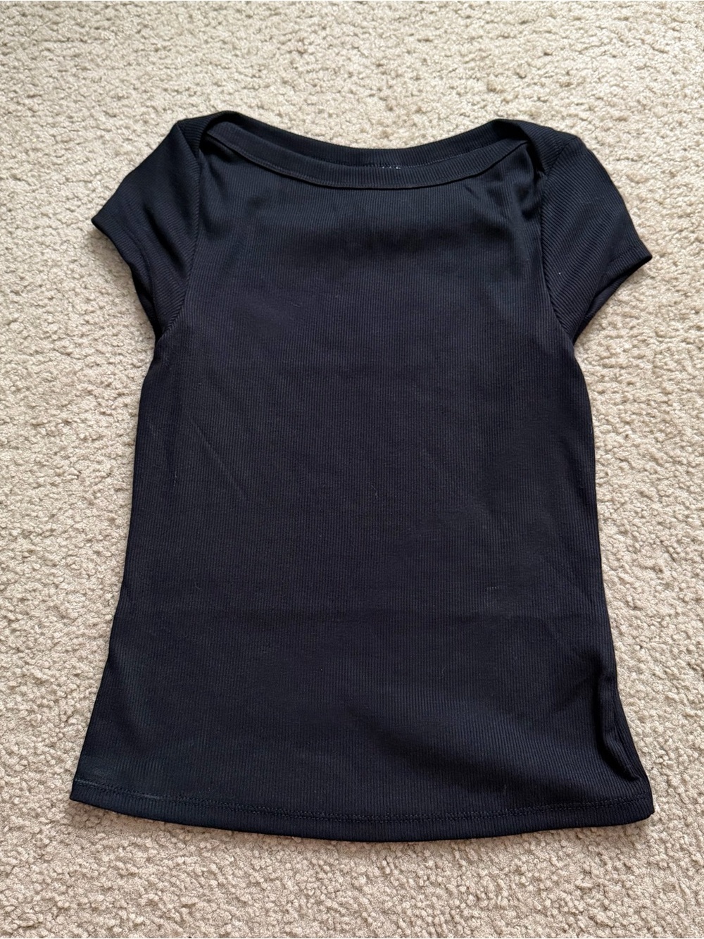 Divided Black Ribbed Crewneck Tee